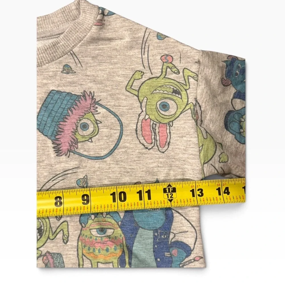 Disney Monsters Inc Mike Sulley Easter Bunny Pajama Set Gray Kids 2 Piece